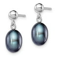 thumbnail image 3 of Auriga Fine Jewelry 925 Sterling Silver Rh-plated 7-8mm Black FWC Pearl Post Dangle Earrings for Women, 3 of 7