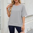 thumbnail image 7 of Savings Womens Summer Basic Plain Tee Shirts Crew Neck Tunic Blouses Loose Oversized Short Sleeve Tops Dressy Flowy T Shirts Going Out Hiking Running Tees Costume, 7 of 7