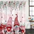 thumbnail image 2 of Valentine's Gnomes Shower Curtain, Waterproof Shower Curtains for Bathroom, Weeping Eucalyptus Pink Red Love Heart Washable Fabric Bathtub Curtain Set Bath Decor with 12 Hooks Extra Long 72"x96", 2 of 8