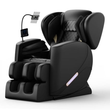 Xspracer Black Zero Gravity Full-Body Massage Chair with Heating, Airbags, Foot Roller, Bluetooth & Ambient Lighting, Ideal Gift for Relaxation & Wellness