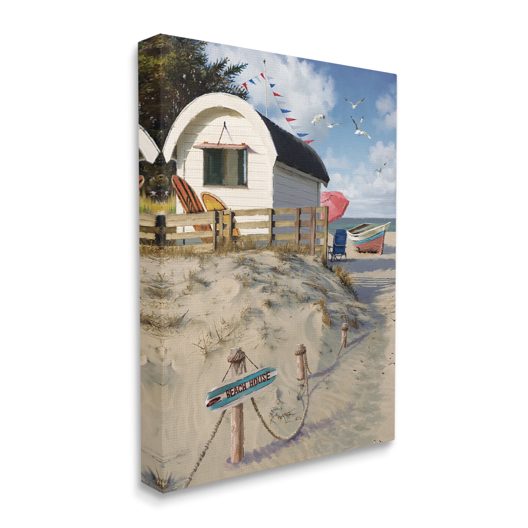 Stupell Industries Beach House Landscape Landscape Painting Gallery Wrapped Canvas Art Print Wall Art, 36 x 48