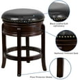 thumbnail image 6 of Flash Furniture Carol 24'' High Backless Cappuccino Wood Counter Height Stool with Carved Apron and Black LeatherSoft Swivel Seat, 6 of 12
