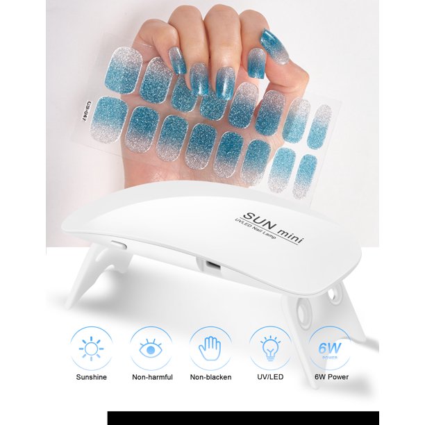 Elegant Choise Portable Professional Uv Nail Lamp Led Light Nail Dryer Lamp Nail Gel Polish Tools 16 Pcs Bling Nail Art Stickers Diy Colorful Nail Decals For Nails Design Manicure Tips Decor