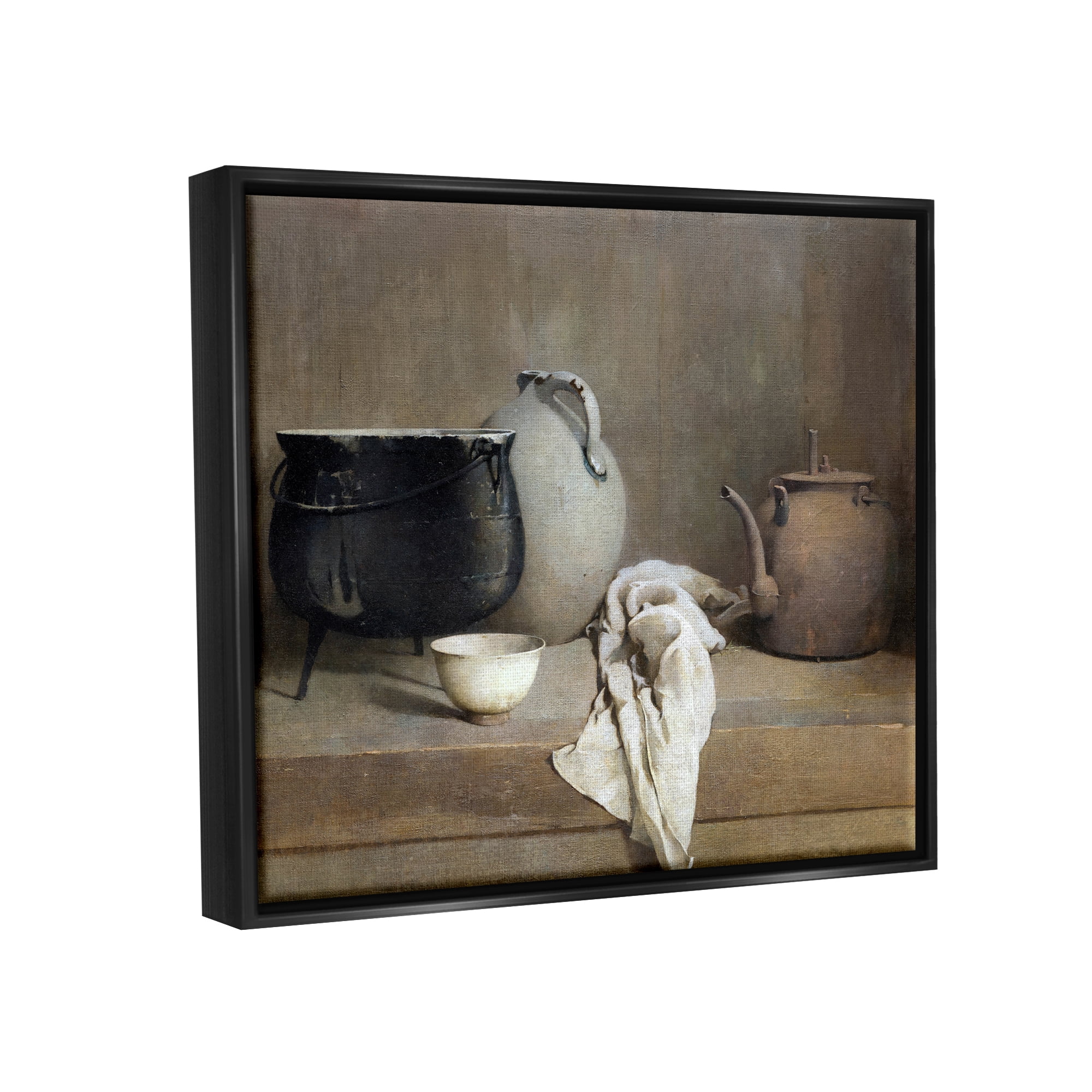 Stupell Industries Classic Still Life Painting Abstract Painting Black Floater Framed Art Print Wall Art, 21 x 17