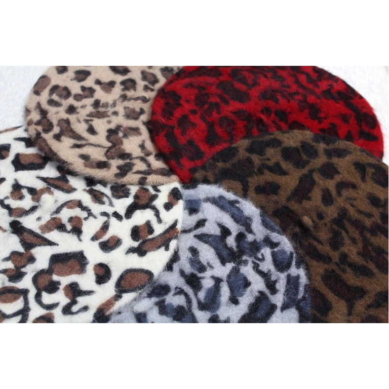 2123 Berets Leopard Print Beret Hat Leopard Warm Hat Caps Beanie French Style leopard-print-beret-hat-tan-  main image 4