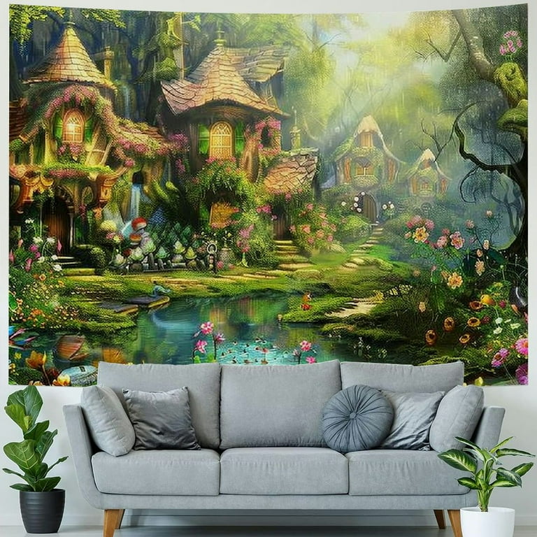 BCIIG Fairy Forest Mushroom Decor Tapestry, Cute Fantasy Enchanted