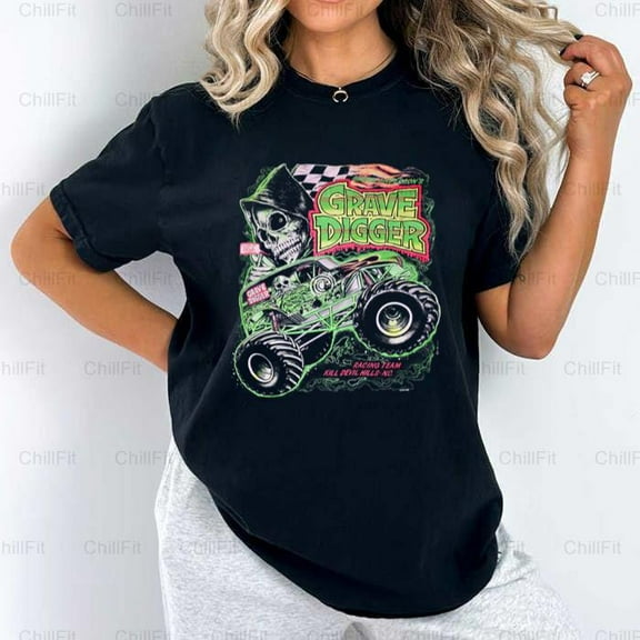 Grave Digger Monster Truck Racing Team Jam Show Graphic Fan Comfort Color T-Shirt Unisex, up to 4XL