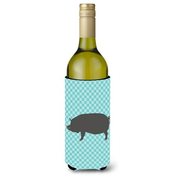 Berkshire Pig Blue Check Wine Bottle Beverge Insulator Hugger