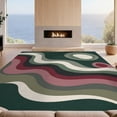 thumbnail image 2 of Design&I 2'x3' Washable Accent Rug Deep Green Abstract Waves and Circular Motifs Elegant Flowing Lines Geometric Accents for Kitchen, Pet Station, Friendly & Non-Slip Built-In Grip, 2 of 7