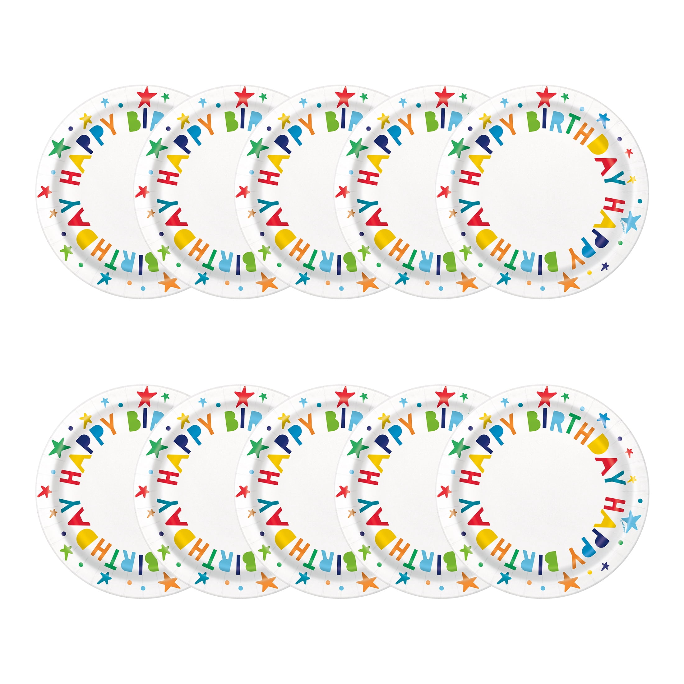(12 pack) 10 Count 7IN Bright Stars Multicolor Disposable Dessert Plates by Way to Celebrate