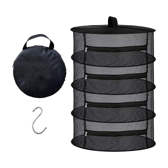 Colaxi Herb Drying Rack Dry Mesh 4 Layer Foldable Herb Drying Hanger Herb Dryer for Food Buds Vegetable Garden Outdoor Harvest Black