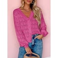 thumbnail image 2 of Liacowi Women Juniors Knit Cardigan Long Sleeve Hollowed Lightweight Knitwear Fall Casual Button Crop Tops Outwear, 2 of 4