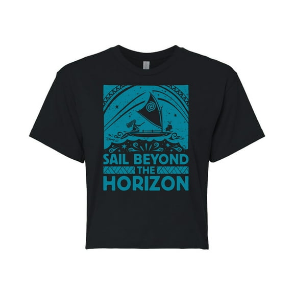 Sail Beyond The Horizon  - Juniors Cropped Cotton Blend T-Shirt