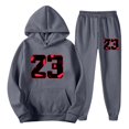 thumbnail image 3 of SGMVNU Men's Casual Sweatsuits 2 Piece Set Hooded Sweatshirt And Jogger Set Letter Print Soft Sport Comfort Wear Fall Winter Suit Sets (Dark Gray, 3XL), 3 of 5