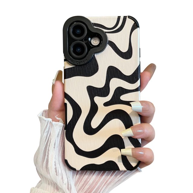 Sayoaho Diseñado Para Iphone 16 Plus Funda De Teléfono Suave De Piel Sintética Tpu Y Lindo Arte Ondulado Pintado Para Mujeres Y Niñas, Protector Delgado A Prueba De Golpes, Compatible Con Funda Para I