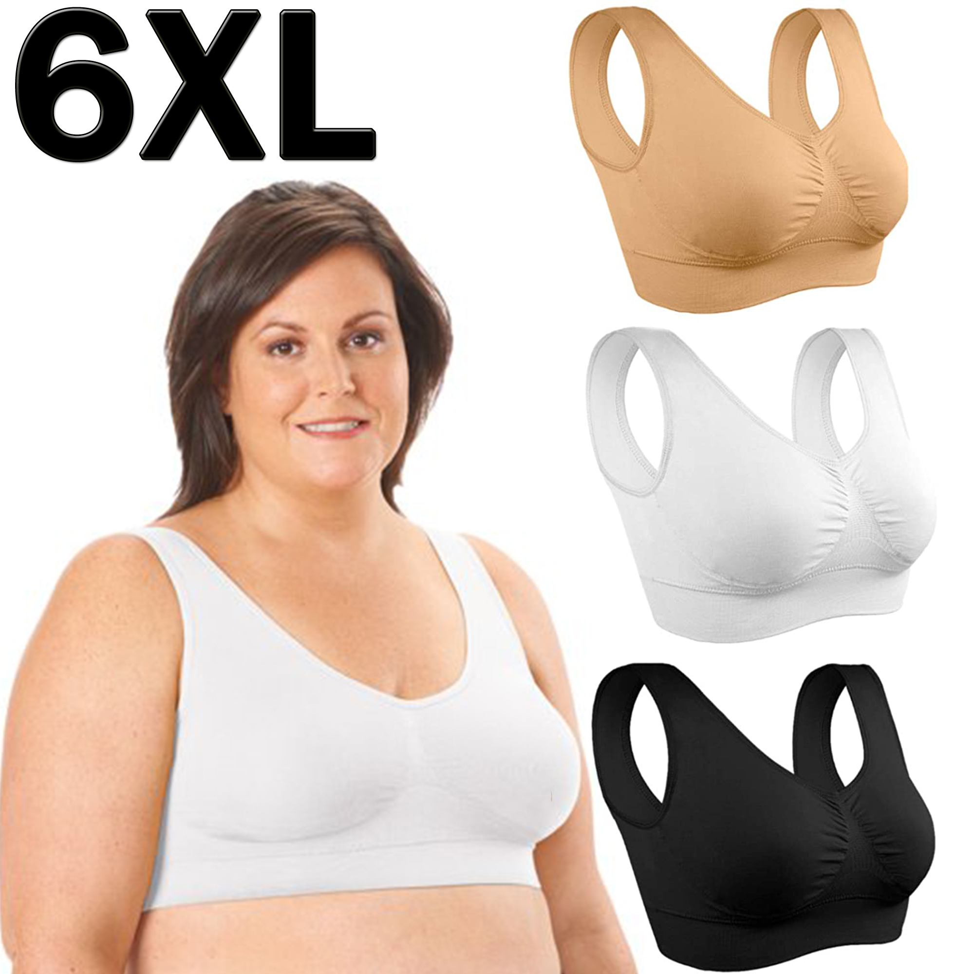 Elbourn 6 Pack Plus Size Bars Women's Built Up Tank Style Sports Bra No