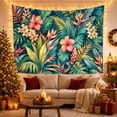 thumbnail image 2 of Tropical Hibiscus and Leaves Tapestry Wall Hanging, 2 of 4