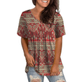 thumbnail image 1 of VERABENDI Womens Plus Size Short sleeve Tops V Neck Buttons Pleated Flared Casual Blouses, 1 of 4