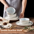 thumbnail image 4 of Vesteel Dinnerware Sets for 4, 12Pcs Double Reactive Glaze Plates and Bowls Set, Farmhouse Handmade Stoneware Sets for Home Restaurant, Microwave & Dishwasher Safe, Speckled White, 4 of 8