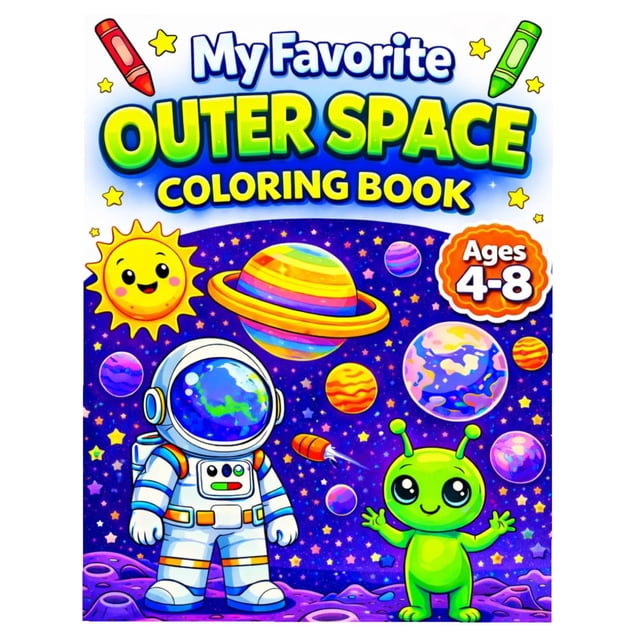 Libro para colorear del espacio exterior para niños de 4 a 8 años