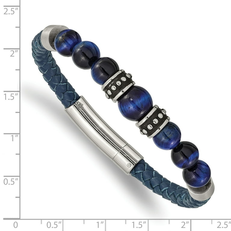 Stainless Steel Polished Brown IP Tiger's Eye Leather Bracelet Stainless Steel Polished Brown IP Tiger's Eye Leather Bracelet