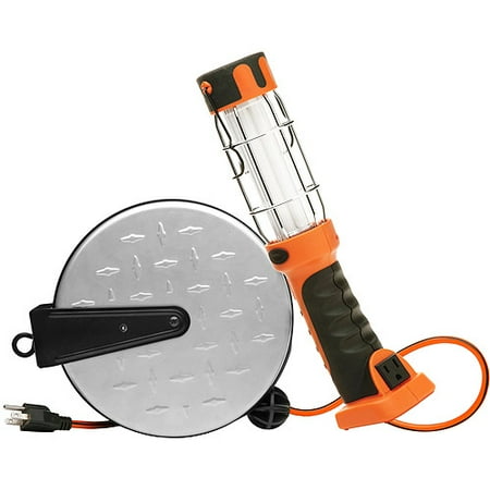 Woods Retractable Extension Cord with Handheld Work Light, Fluorescent, (Best Retractable Work Light)