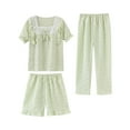 thumbnail image 2 of Girls Summer Solid Color Pajamas Home Casual Comfortable Soft Three Piece Set for 3-16 Years, 2 of 6