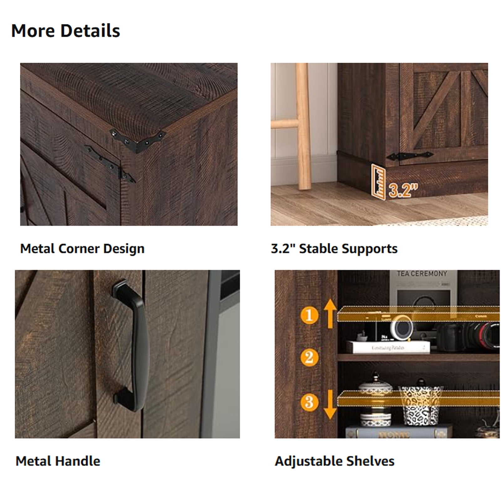 Blotout Farmhouse Fireplace TV Stand for TVs up to up 75" TVs, 66" Entertainment Center with with 26" Electric Fireplace & Adjustable Shelves for Living Room Bedroom
