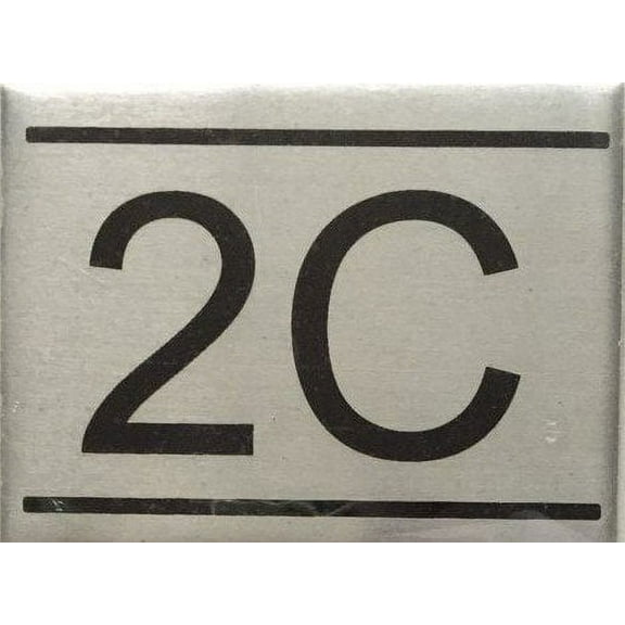 APARTMENT NUMBER SIGN -2C-BRUSHED ALUMINUM (2.25X3, Aluminium))