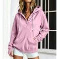 thumbnail image 6 of Hoodies Sweatshirt for Women Button Collar Drawstring Long Sleeve Pullover Casual Winter Hooded Tops With Pocket Fall Outfits, 6 of 7