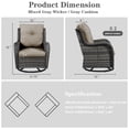 thumbnail image 5 of Pocassy  3-Piece Outdoor Swivel Bistro Set, Wicker Rocking Chairs Grey/Grey, 5 of 5