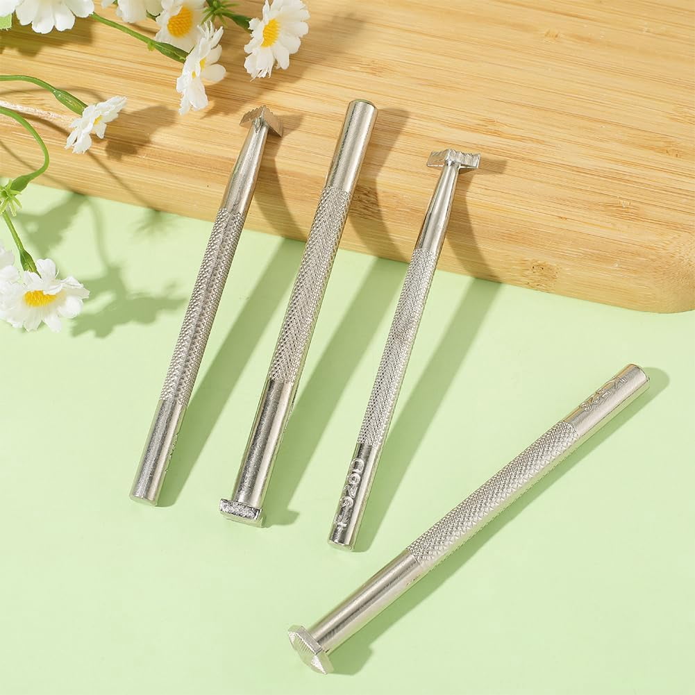 1set 4pcs 4 styles Alloy Leather Carving Embossing Tool Leathercraft Stamps Mixed Shapes 109~120x10~15x8~12.5mm 1pc/style