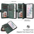 thumbnail image 4 of YEYKX Zipper Wallet Folio Case for Samsung Galaxy S27 Ultra 5G, 9 Card Slots, Magnetic Closure PU Leather Cover with Wrist Strap,Green,For Galaxy S27 Ultra 5G, 4 of 9