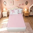 thumbnail image 4 of meiyoeat Pink Bow Letter K Zipper Twin Comforter Sets with Fitted Sheet and 2 Pillowcases for Girls, Dreamy Princess Style Zipper Bedding Set, Pink Reversible, 4pcs, 4 of 6