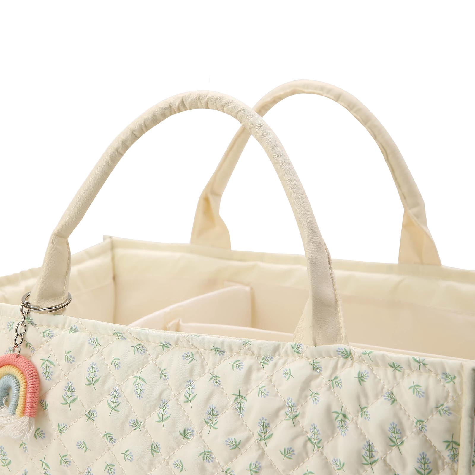 Baby Diaper Caddy Organizer, with Removable Divider Portable Stylish Nursery Storage Basket, Newborn Essentials, Newborn Caddie Car Travel，Botanical Floral