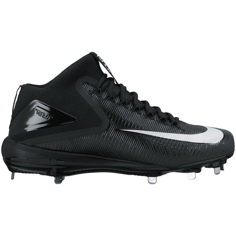 Nike Men's Force Zoom Trout 3 Mid Metal Baseball Cleats Black/White