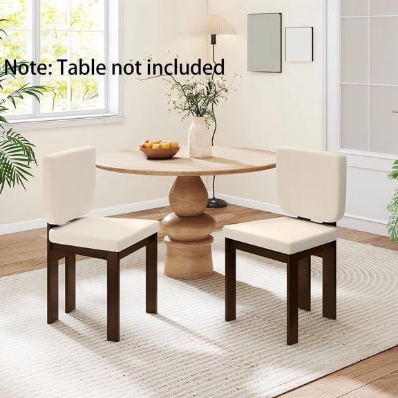 Auranook Wooden Dining Chair Set of 2 w/ Rubber Wood Leg Padded Wide Seat & Back for Home