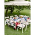 thumbnail image 3 of Outdoor Tablecloth with Umbrella Hole and Zipper, Beige Snowman Rectangle Table Cloth 54x80 Inch Waterproof Tablecloth, Christmas Poinsettia Winter Snowflake Picnic Table Cover for Patio Camping, 3 of 7