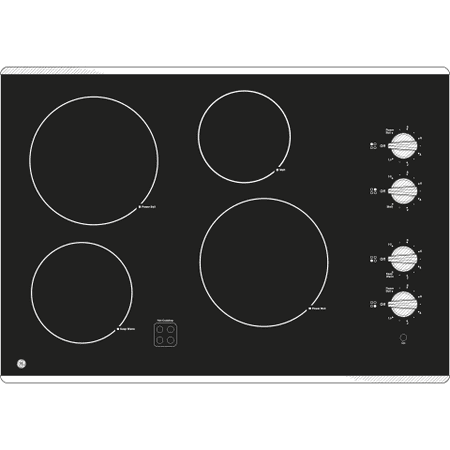 GE - 30" Built-In Electric Cooktop - Stainless steel on black
