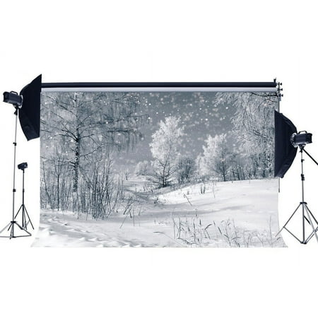 Image of HelloDecor 7x5ft Photography Backdrop Christmas Snow Covered Landscape Jungle Forest Trees Nature Winter Scene Xmas Backdrops Happy New Year Background Baby Kids Adults Photo Studio Props