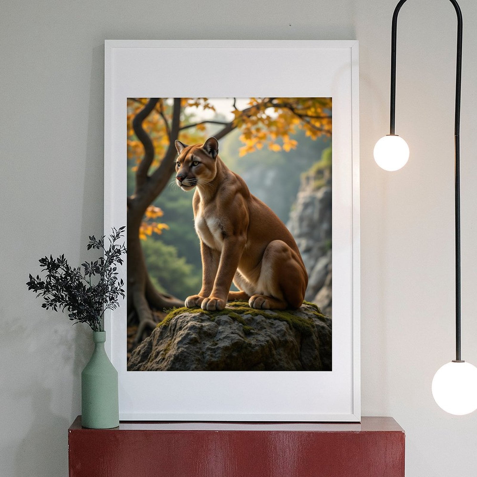 Diamond Art Kit for Adults, Elegant Cougar Autumn Rock Vista Diamond Painting for Adults Beginners, DIY Diamond Art Painting Kits, 5D Diamond Painting Crafts for Home Decor 12x16 Frameless