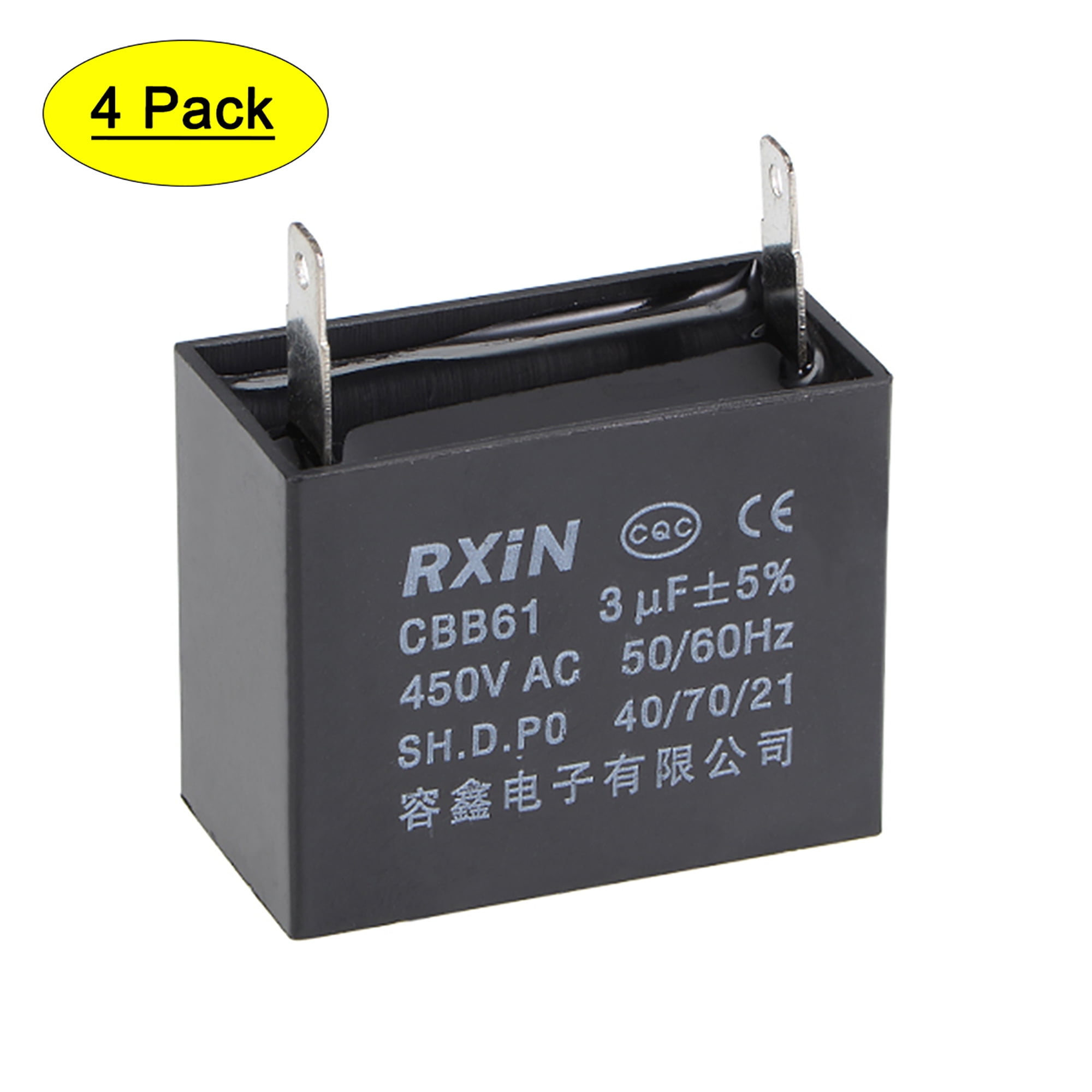 Uxcell 38x20x30mm 3uF 450V AC Single Insert CBB61 Ceiling Fan Run