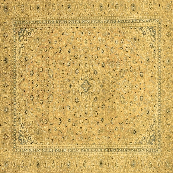 Ahgly Company Machine Washable Indoor Square Abstract Brown Modern Area Rugs, 6' Square