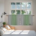 thumbnail image 4 of Green Grey Tier Curtains, Modern Minimalist Solid Vertical Stripes Light Filtering Kitchen Curtains, 2Pcs Rod Pocket Half Window Treatments Panels for Sink Cafe Cabinet Camper 27.5x36 Inches, 4 of 9