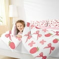 thumbnail image 3 of Manfei Chic Bowknot Bow Bedding Toddler Comforter Set,Cute Strawberry Down Comforter,Pink Flower Floral Bedding Sets Toddler with Comforter,Lightweight Bedroom Decorative Reversible,2 Pieces, 3 of 7