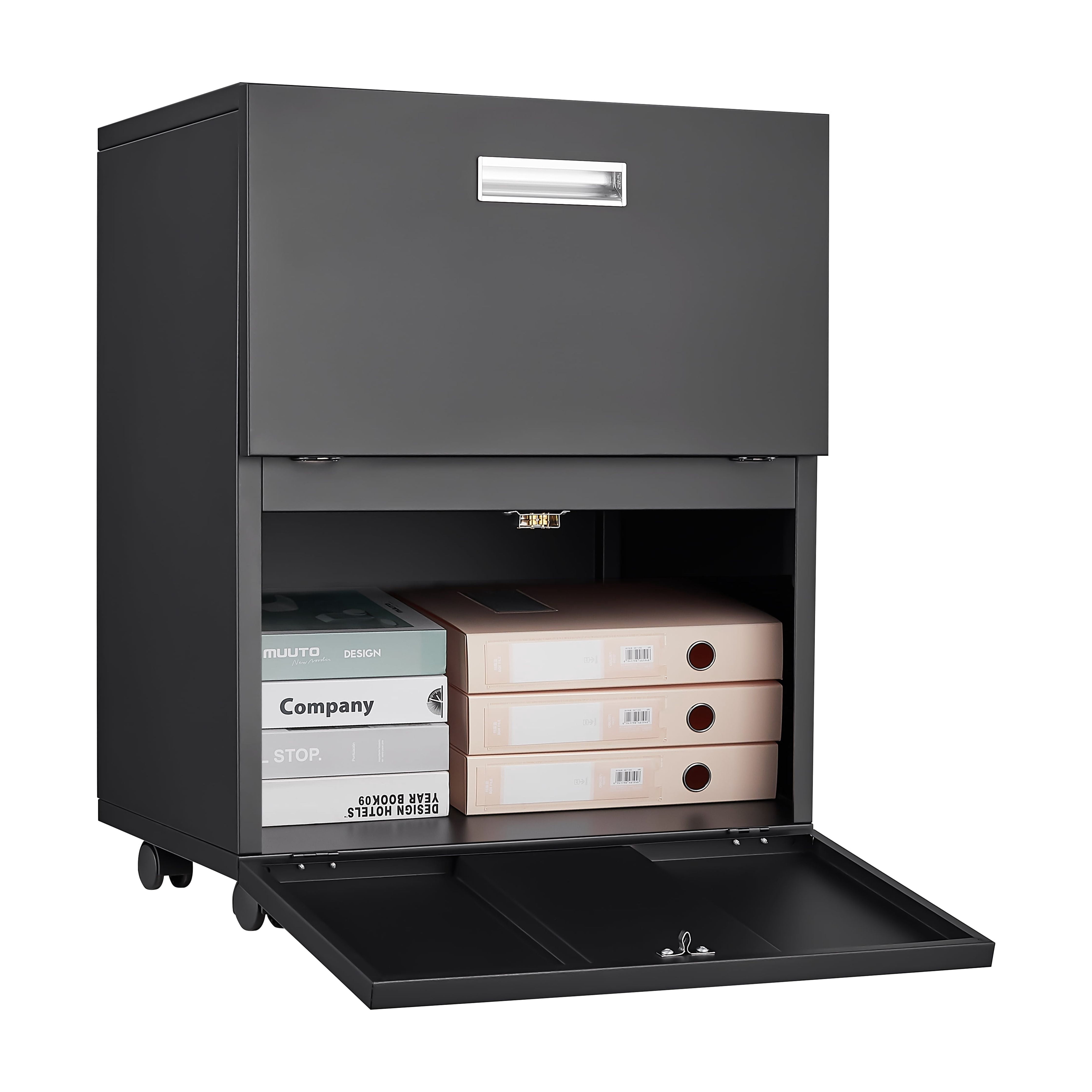 3 Drawer Mobile File Cabinet Under Desk Office,Simple Style Versatile Storage Cabinet for Legal/Letter/A4 Files, 5 Wheel Design Anti-Tilting Cold Rolled Steel Waterproof Moisture-Proof Black