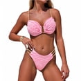 thumbnail image 2 of Swimming Suits for Women, Womens Bathing Suits, Bathing Suit for Women 2 Piece, Women's Two Piece Bikini Set With Criss Cross Back Ruched Front and Full Rear Coverage for Beach Vacation, Pink L, 2 of 4