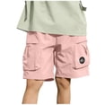thumbnail image 2 of ITSAME Boys Cargo Shorts, Elastic Waist with Pockets Quick-Dry Summer Fashion Casual Shorts Pink Size 4-5, 2 of 8