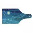 thumbnail image 1 of Starry Night Cutting Board, Night Sky with Full Moon Astronomy Theme Dots Stripes Swirls Pattern, Tempered Glass Cutting and Serving Board, Wine Bottle Shape, Blue Navy Blue White, by Ambesonne, 1 of 1