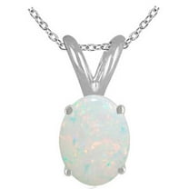 Aonejewelry 0.50Ct Oval Opal Pendant in 14k White Gold
